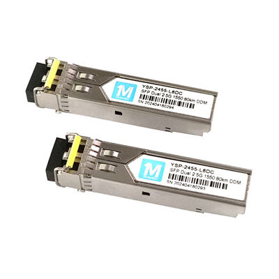 Gegevenssnelheid 2.5G Duplex 80km 1550nm LC Connector DDM Pluggable SFP Transceiver voor langeafstandsvezel-optische transceivers