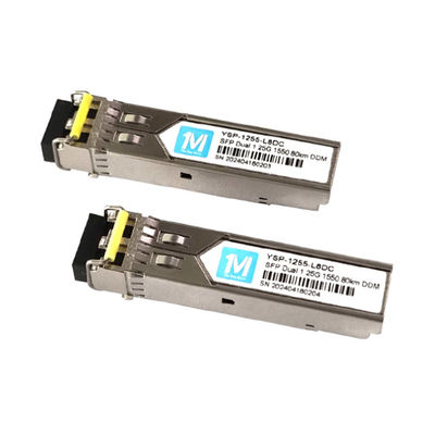 1.25G Duplex 80km 1550nm LC Connector DDM 1000BASE SMF Glasvezel Module Pluggable SFP Transceiver 3.3V