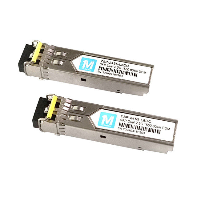 Gegevenssnelheid 2.5G Duplex 80km 1550nm LC Connector DDM Pluggable SFP Transceiver voor langeafstandsvezel-optische transceivers