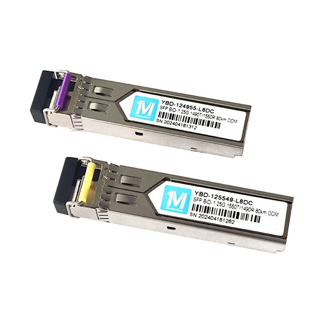 SMF 1.25G BIDI 80km 1490nm/1550nm LC Connector DDM WDM Simplex optische module Transceiver SFP-module in Wiegand Network