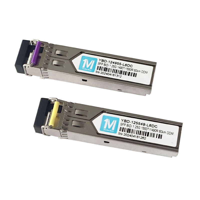 1.25G BIDI 60km 1490nm/1550nm LC Connector DDM WDM Simplex optische module Transceiver SFP-module voor snelheid FTTX-netwerken