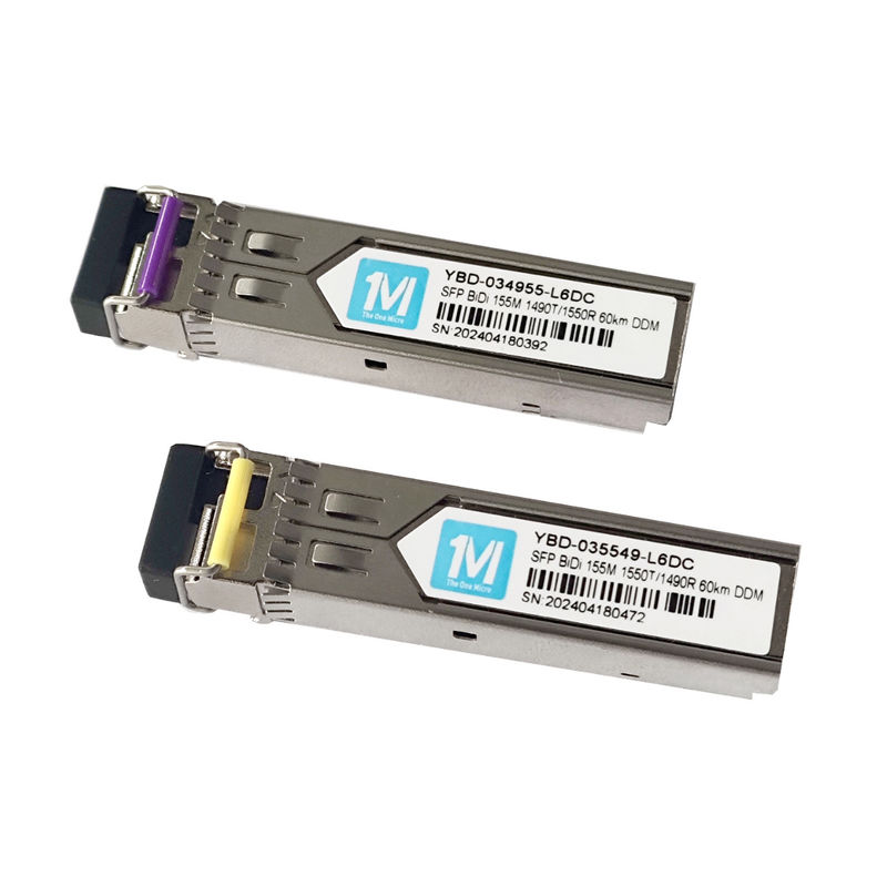 FTTX Time Fiber Optic Transceivers 155M BIDI 60km 1490nm/1550nm LC Connector DDM WDM Simplex SFP-module voor tijd FTTX