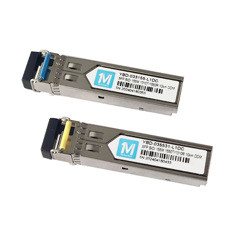 3.3V glasvezeltransceivers 155M BIDI 10km 1310nm/1550nm LC connector DDM WDM Simplex SFP module voor gegevensoverdracht