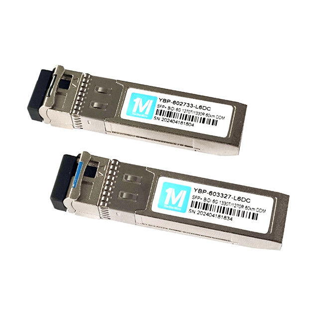 6G SFP BIDI 60km WDM LC Connector DDM Optische Transceiver 1270/1330nm Gegevenssnelheid 6G Single Mode Fiber Transceiver Module